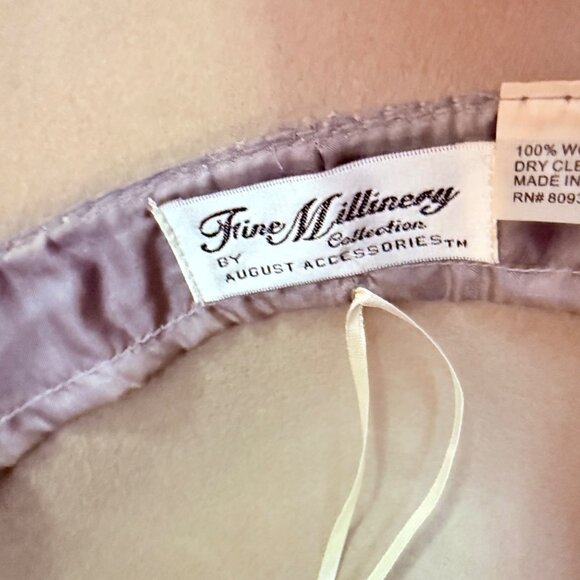 August Accessories Wool Cloche Hat Taupe Luxe Satin Sequin Beaded Bow Church - Picture 11 of 14